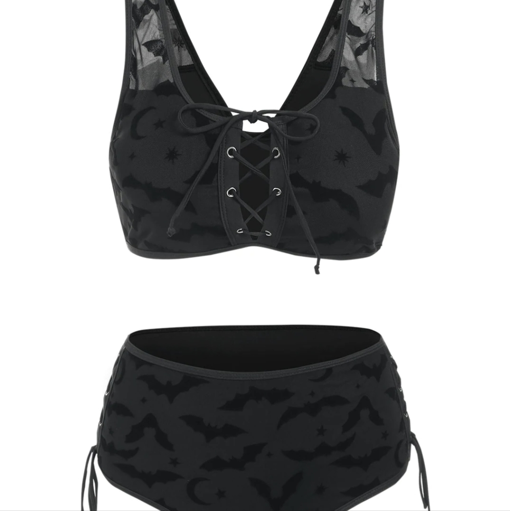 Trendy Witches Black Bats Bikini